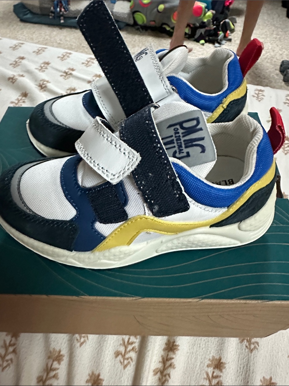 Primigi White, Blue & Yellow Kids' Velcro Sneakers